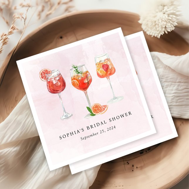 Watercolor Cocktail Party Bridal Shower Napkins (Creator Uploaded)