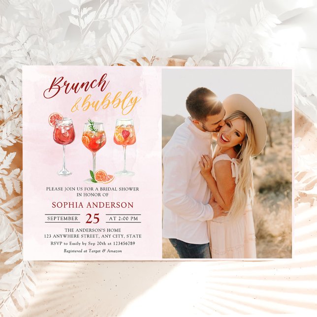 Watercolor Cocktail Party Bridal Shower Photo Invitation (Creator Uploaded)