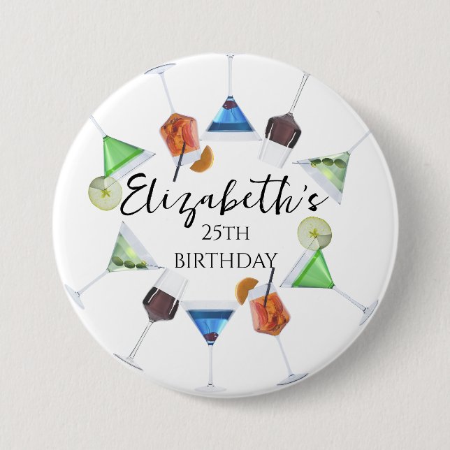 Watercolor cocktail party button (Front)