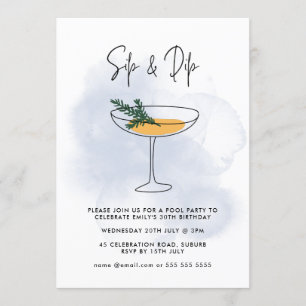 Watercolor Cocktail Pool Party 30th Birthday Invitation