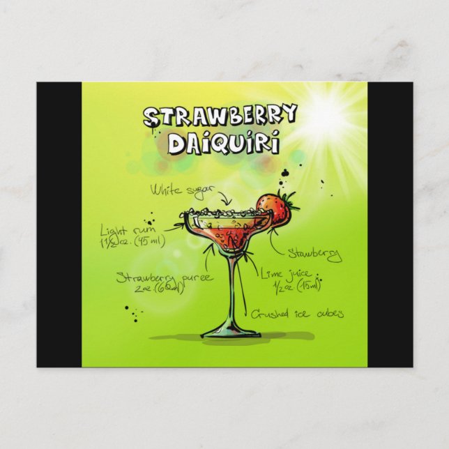 Watercolor Cocktail Recipe Postcard (Front)