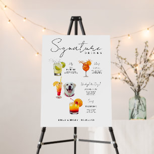 Watercolor Cocktail Signature Drink Sign, Modern Foam Board