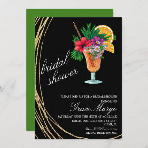 Watercolor Cocktail Tropic Bridal Shower Invitation