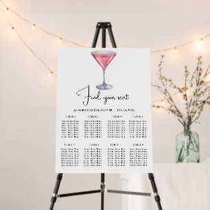 Watercolor Cocktail Wedding seating chart Foam Board