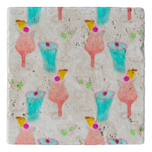 Watercolor Cocktails Drink Pattern Bar Club Trivet