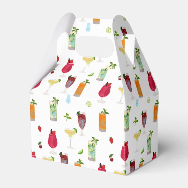 Watercolor Cocktails & Party Drinks Favor Boxes (Front Side)