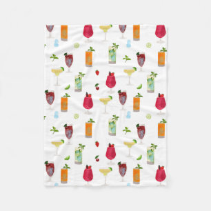 Watercolor Cocktails & Party Drinks Fleece Blanket