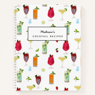 Watercolor Cocktails Party Drinks Recipe Notebook