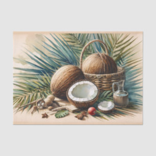 Watercolor Coconut Tropical Decoupage Tissue Paper