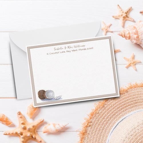 Watercolor Coconuts Personalized Stationery  Note Card