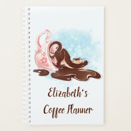 Watercolor Coffee Cat Planner