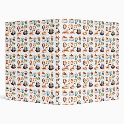 Watercolor Coffee Clip Art Pattern Set 3 Ring Binder