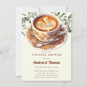 Watercolor Coffee Couple's Shower Invitation