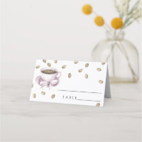Watercolor coffee cup bow - wedding place cards