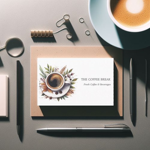 Watercolor coffee cup business card