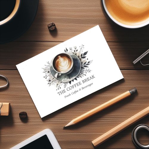 Watercolor coffee cup business card