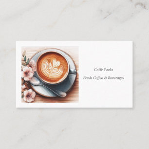 Watercolor coffee cup business card