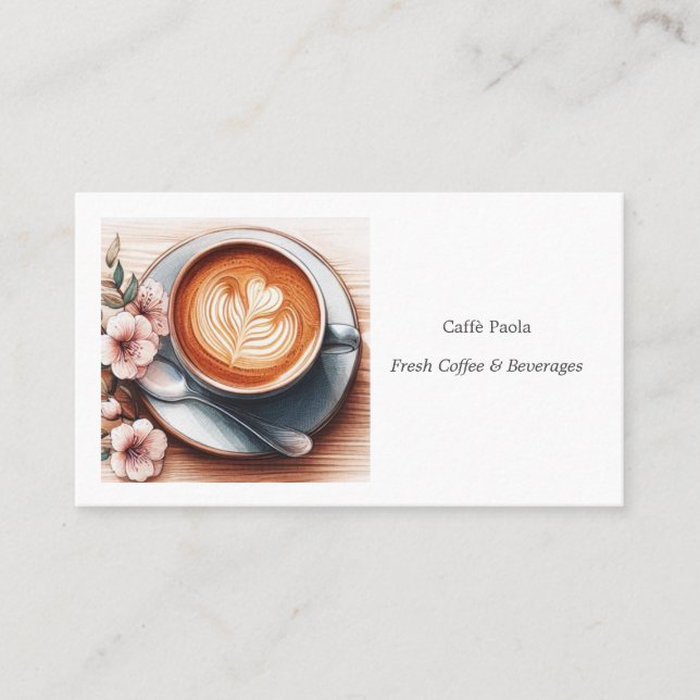 Watercolor coffee cup business card (Front)