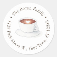 Watercolor Coffee Cup With Heart Return Address