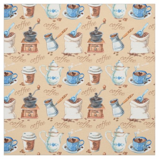 Watercolor Coffee Fabric