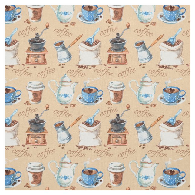 Watercolor Coffee Fabric (Swatch)