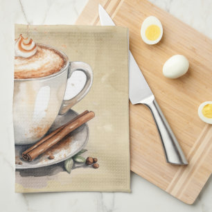 Watercolor Coffee Kitchen Art Towel