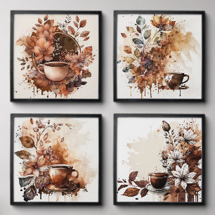 Watercolor coffee lovers home decor peel and stick photo tile