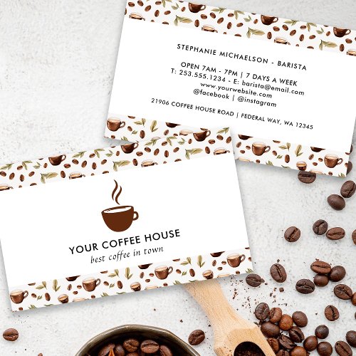 Watercolor Coffee Shop Business Card