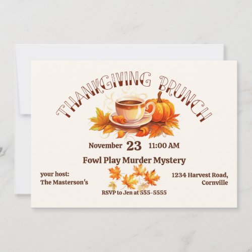 Watercolor Coffee Thanksgiving Brunch Invitation