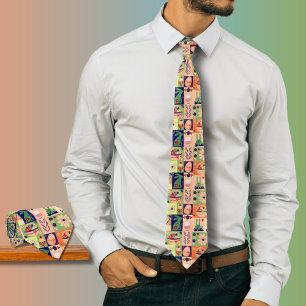 Watercolor Collage Easter Bunny Neck Tie