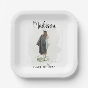 Watercolor College Graduation Custom Grad Party Paper Plates