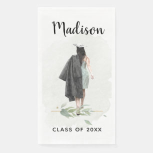 Watercolor College Graduation Your Name Grad Party Paper Guest Towels