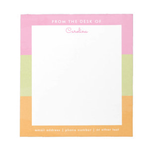 Watercolor Color Block Pink Green Orange Neon Notepad