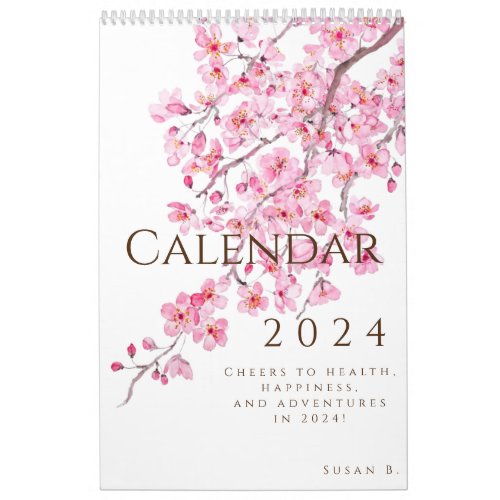 watercolor color floral calender 2024 calendar