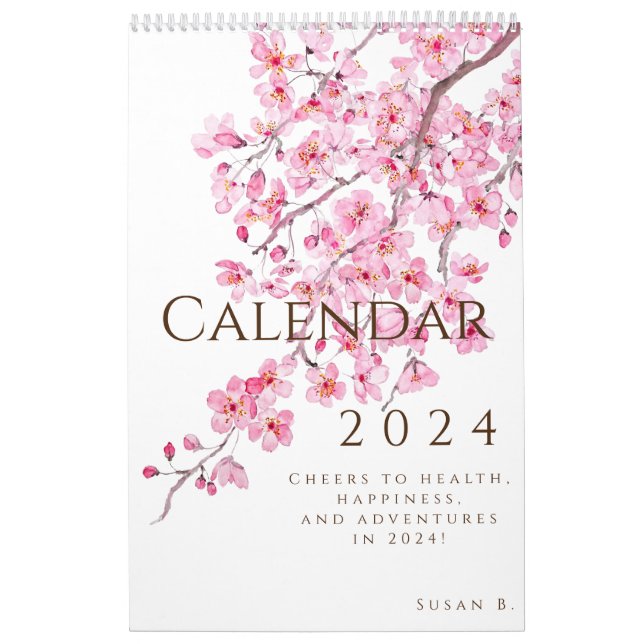 watercolor color floral calender 2024 calendar (Cover)
