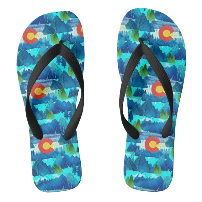 Watercolor Colorado Flip Flops (Footbed)
