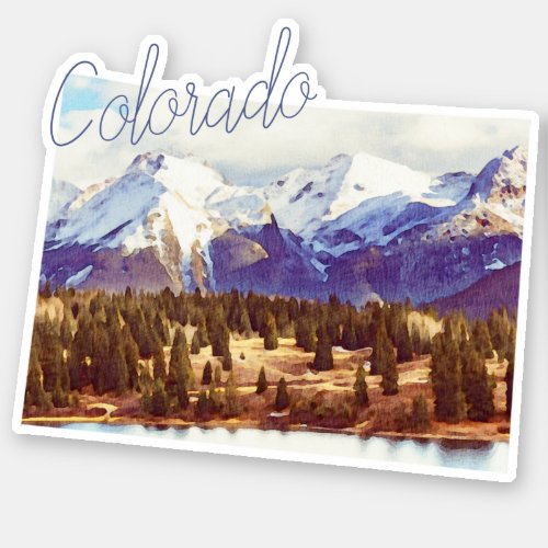 Watercolor Colorado Mountains State Editable Words Sticker