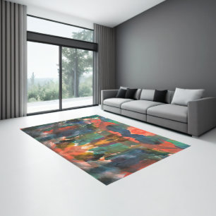 Watercolor Colorful Abstract Painterly Rug
