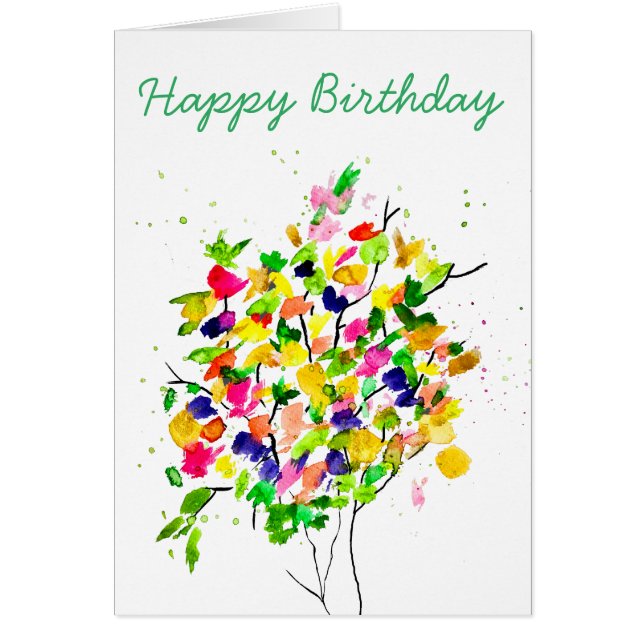 Watercolor colorful abstract tree cards (Front)