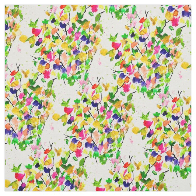 Watercolor colorful abstract tree fabric (Swatch)