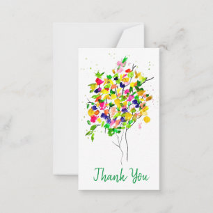 Watercolor colorful abstract tree note card