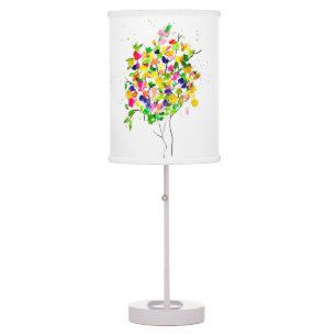Watercolor colorful abstract tree table lamp