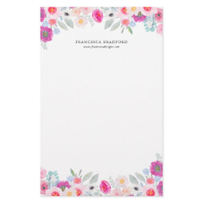 Watercolor Colorful Anemones Personalized Stationery