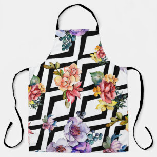 Watercolor colorful bouquet flower. Floral botanic Apron