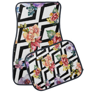 Watercolor colorful bouquet flower. Floral botanic Car Floor Mat