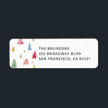 Watercolor Colorful Christmas Trees Return Address Label<br><div class="desc">A festive holiday return address label features original watercolor illustrations of colorful Christmas trees.</div>
