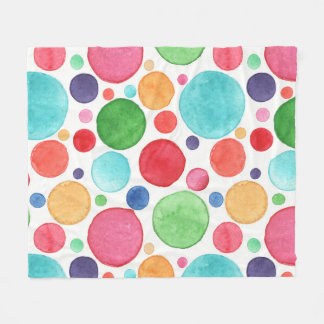 Watercolor Colorful Circles Fleece Blanket