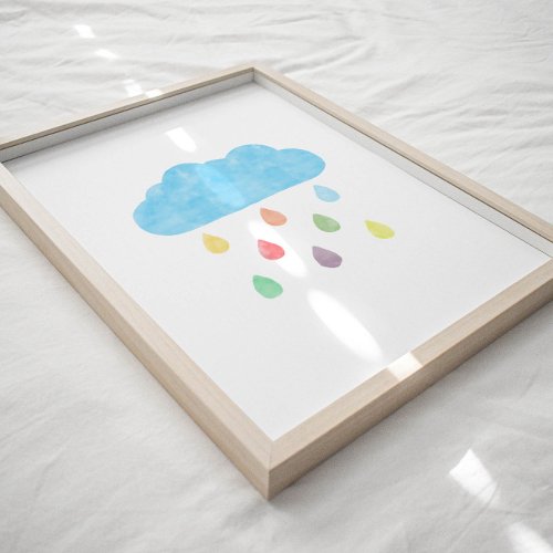 Watercolor colorful cloud poster