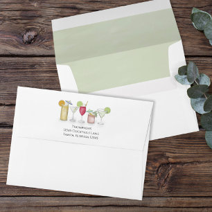 Watercolor Colorful Cocktails Return Address Custo Envelope