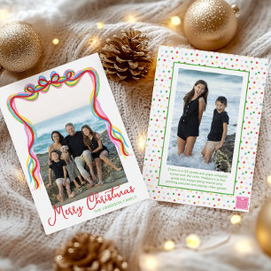 Watercolor Colorful Confetti Christmas Photo Holiday Card